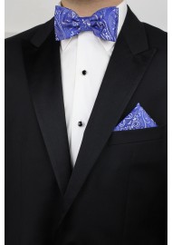 Morning Glory Paisley Bow Tie and Pocket Square Set Styled