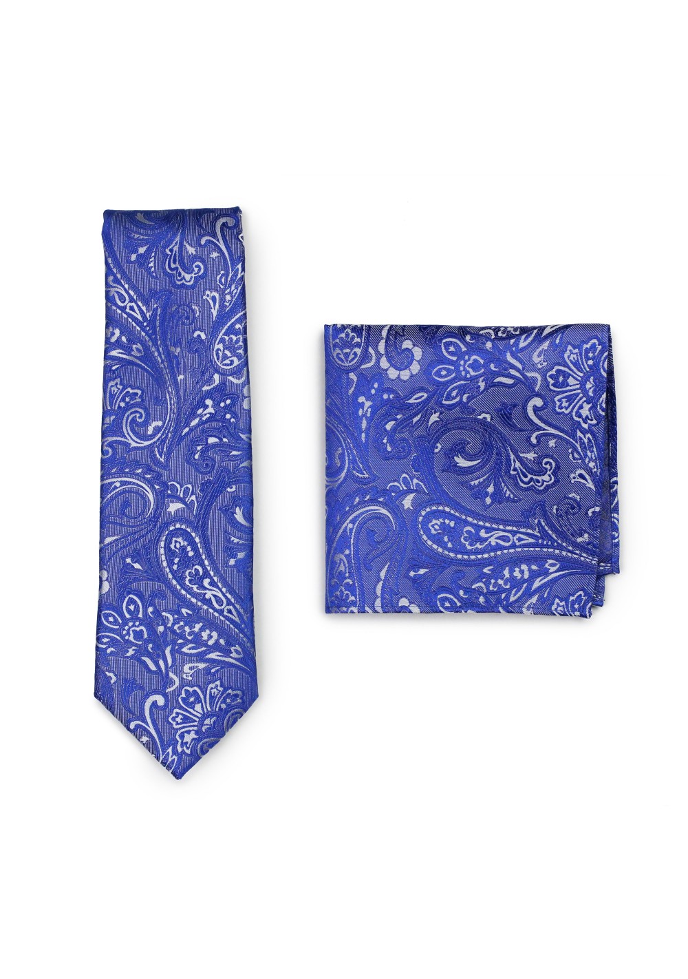 Formal Summer Paisley Tie in Morning Glory Blue with Pocket Square