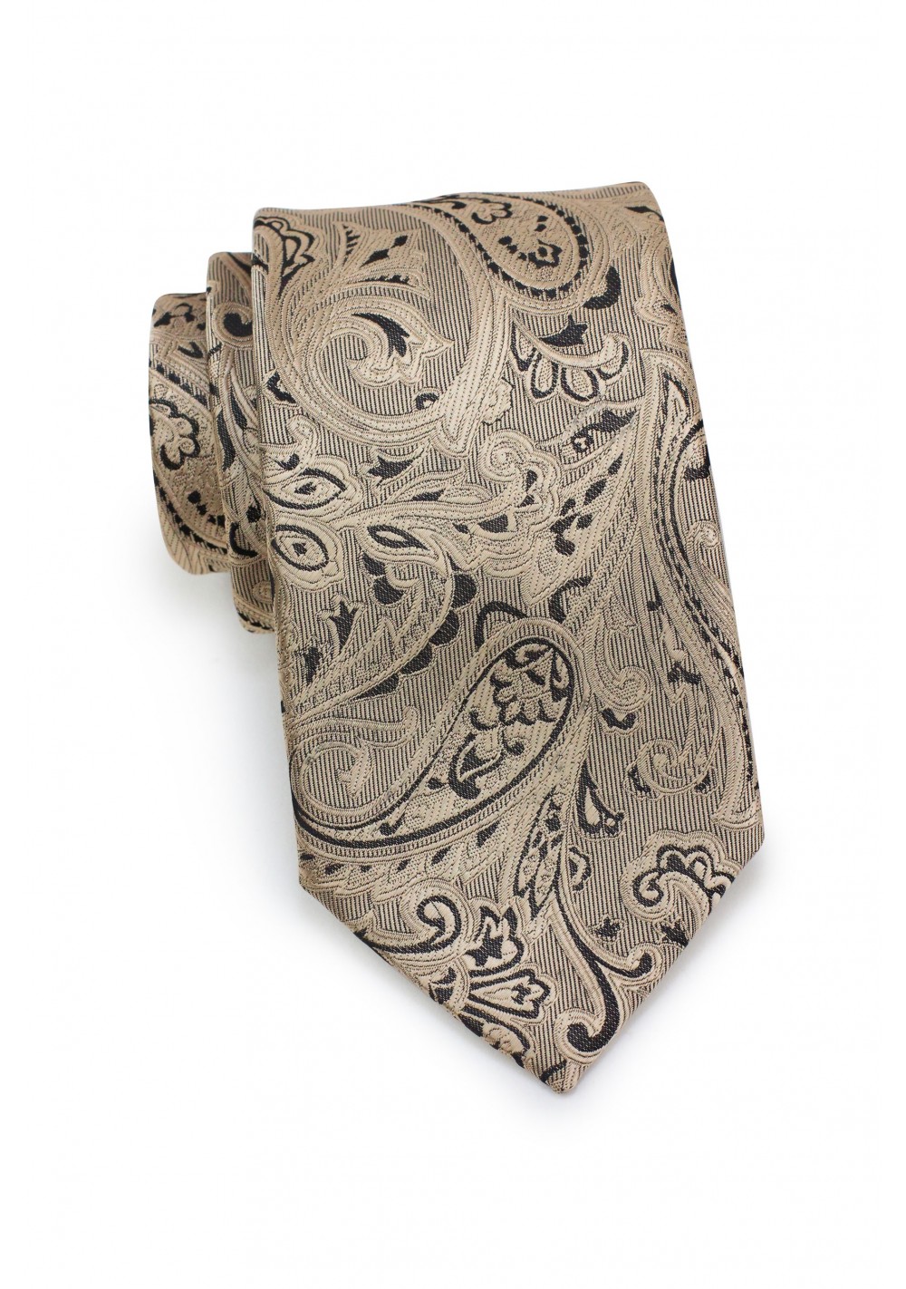 Formal Gold Paisley Tie Set | Men's Necktie + Pocket Square in Golden ...