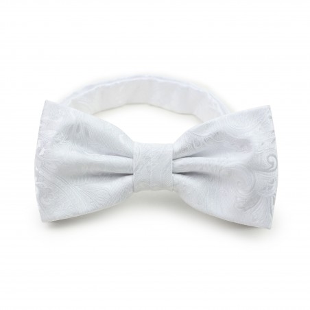 Solid Bright White Paisley Bow Tie