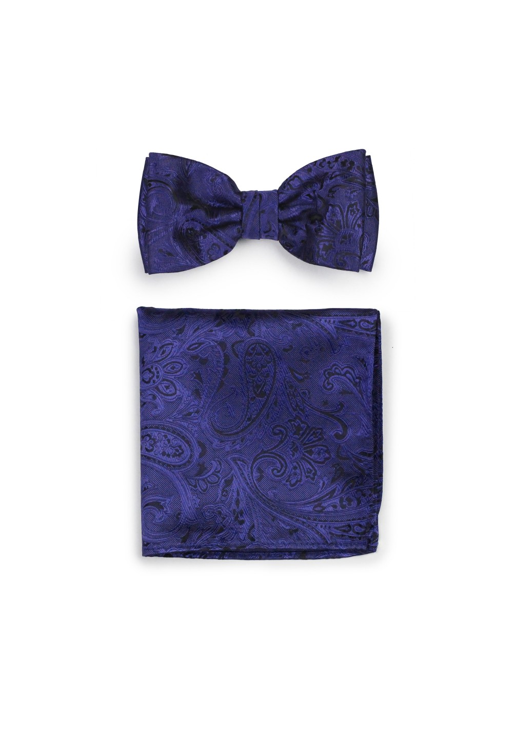 Formal Paisley Bow Tie and Pocket Square Hanky Set in Ultramarine
