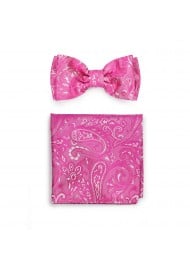 Dragon Fruit Colored Bowtie and Pocket Square Combo Set