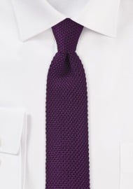 Modern Purple Knitted Skinny Tie