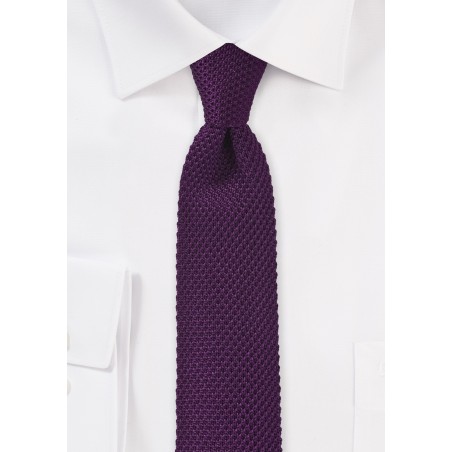 Purple Fair-isle PREMIUM Cream Brown Knitted Tie NEW Skinny 6CM Cotton Slim