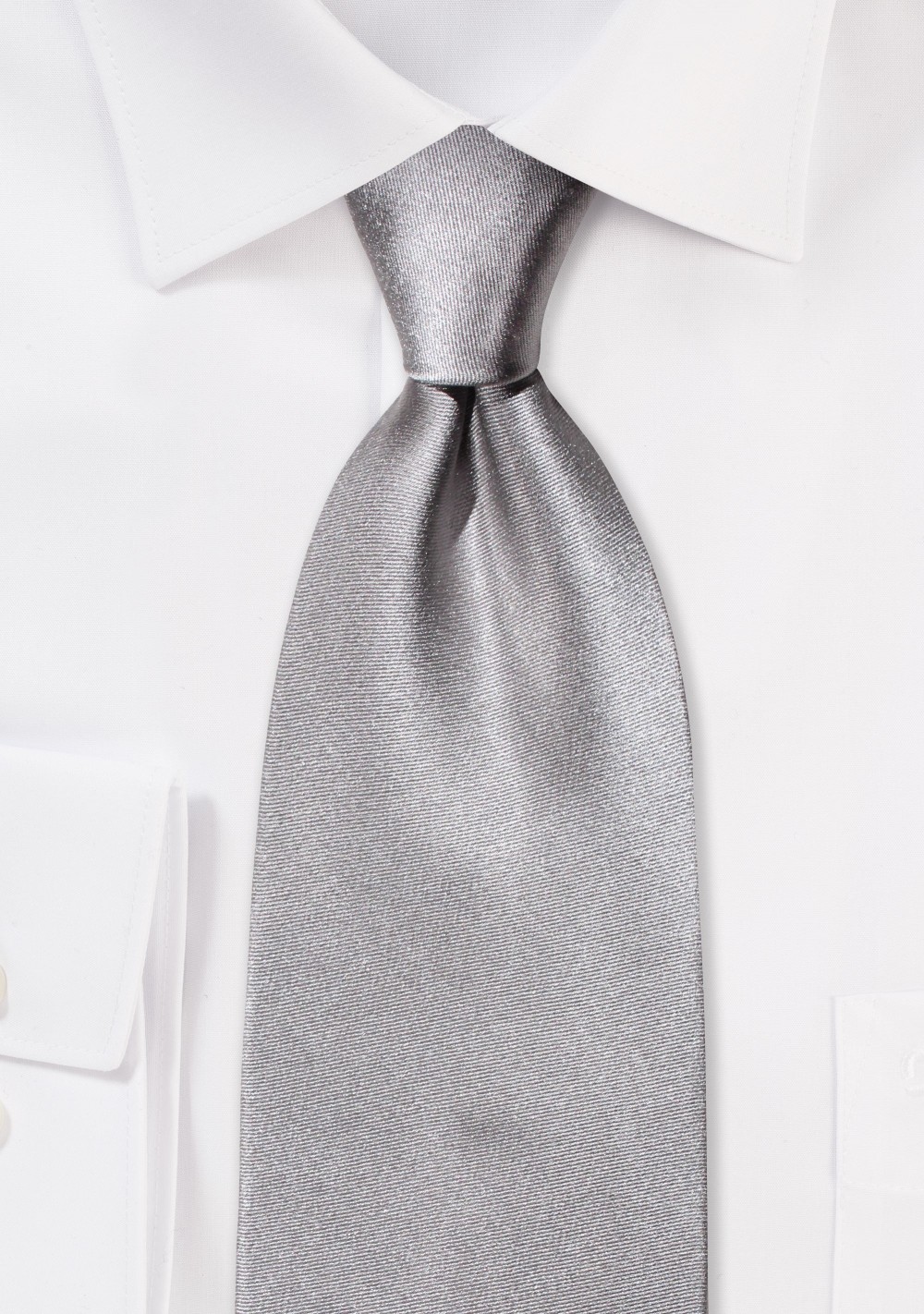 Silver necktie - Solid color silver tie