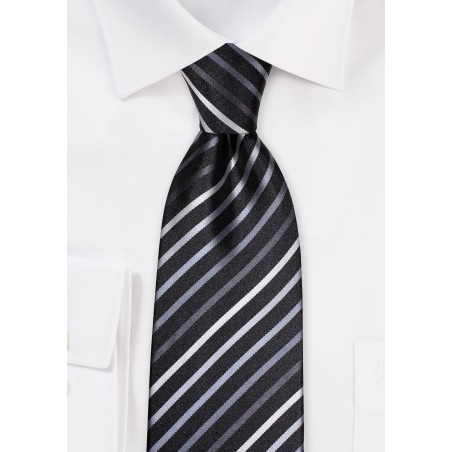 Grey and white Necktie-TI 2037- Striped (Tie: 17; Neck: adjustable)