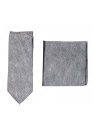 Woodgrain Texture Necktie Set in Graphite Gray