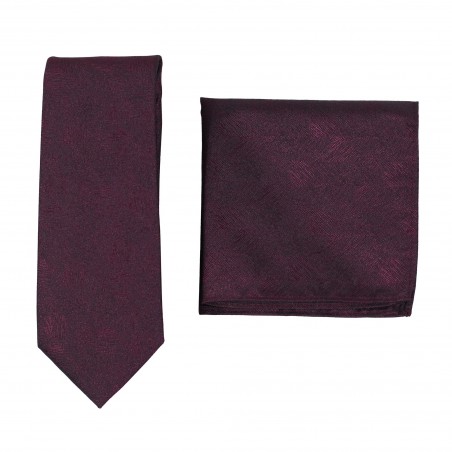 Woodgrain Texture Necktie Set in Wine