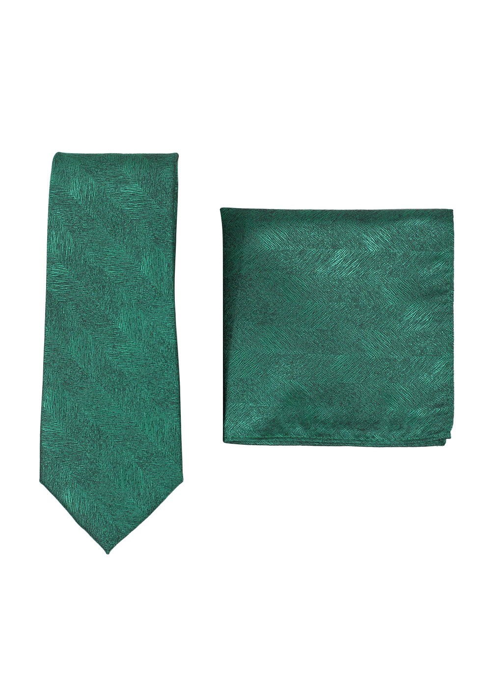 Woodgrain Texture Necktie Set in Juniper Green