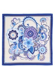 Fun Floral Paisley Designer Print Scarf in Blue and Cream