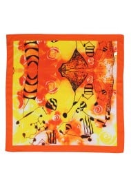 Tie Dye Designer Print Scarf in Tangerine and Yellow