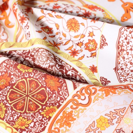 Amber Gold Vintage Paisley Print Neck Scarf Close Up