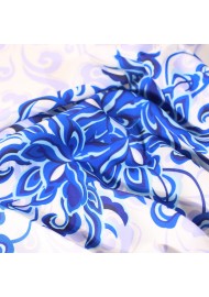 Paisley Art Scarf in Blue and White Close Up