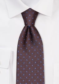 Espresso Brown Tie with Woven Mini Paisleys in Navy