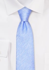 Linen Textured Skinny Tie in Capri Blue
