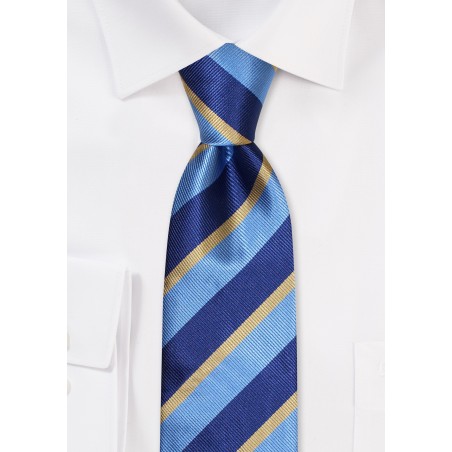 Blue and Gold Repp Striped Tie
