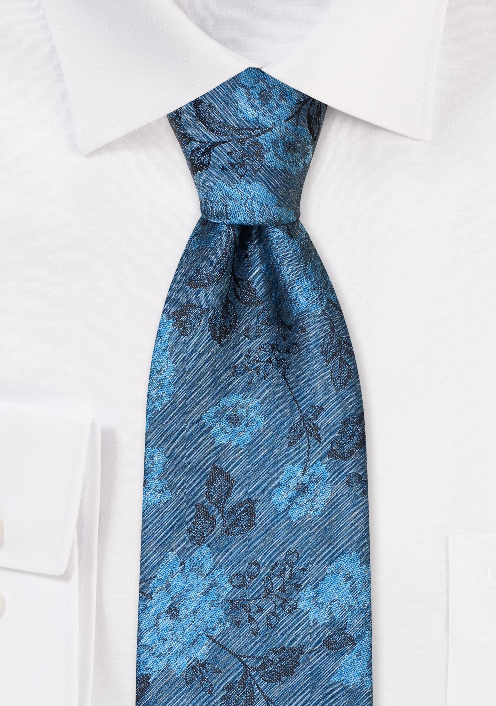 Retro Floral Tie in Ink Blue