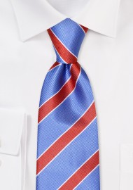 Light Blue and Burnt Orange Striped Tie