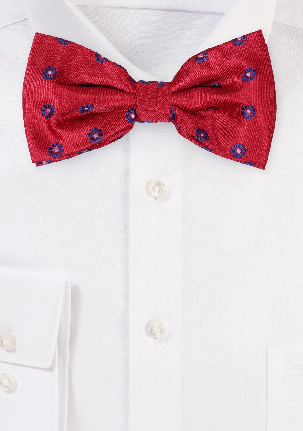 Cherry and Navy Floral Bowtie