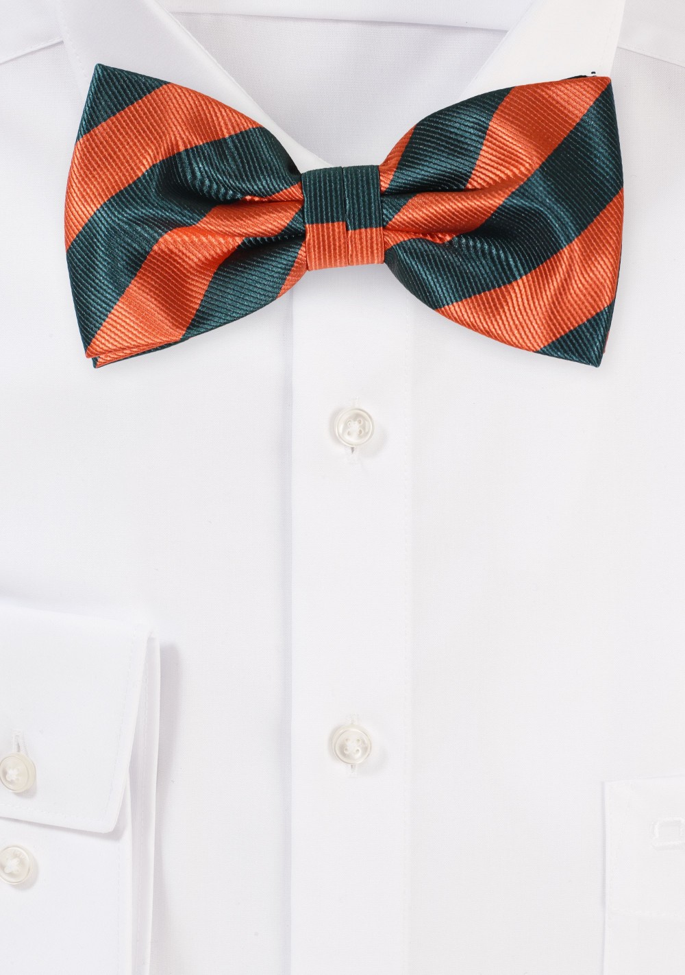 Repp Stripe Bow Tie in Navy and Orange