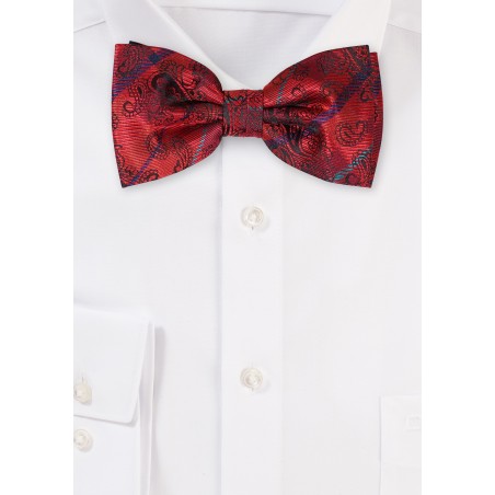Cherry Red Paisley Check Bowtie
