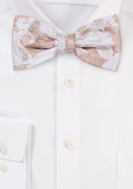 Golden Wheat and Ivory Paisley Bow Tie