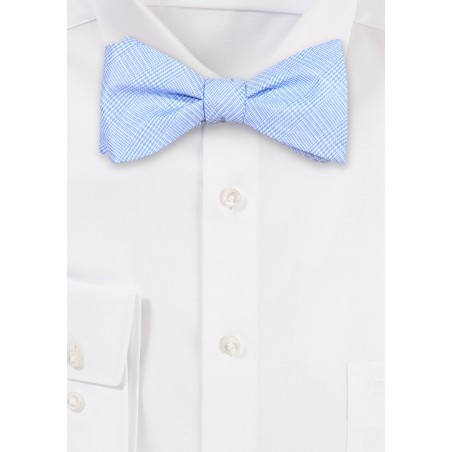 Light Blue Bow Tie with Prince of Wales Check