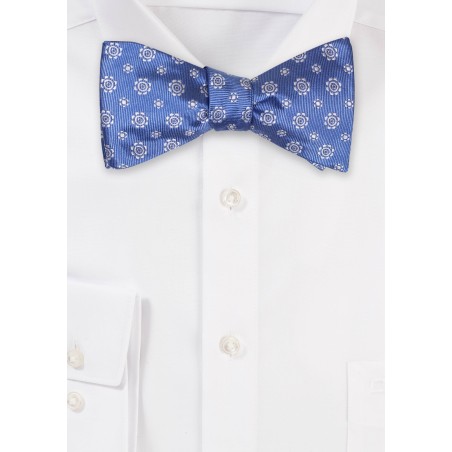 French Blue Woven Medallion Bow Tie