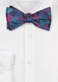 Wild Floral Bowtie in Purple and Turquoise
