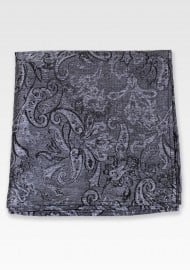Washed Paisley Suit Hanky in Graphite
