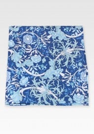 Floral Paisley Cotton Pocket Square in Blue