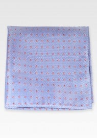 Light Blue Pocket Square with Micro Paisley Design