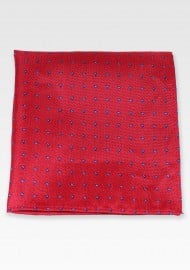 Cherry Red Micro Paisley Pocket Square