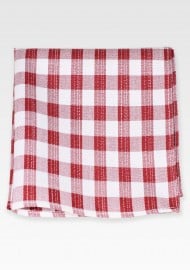 Wine and White Gingham Check Pocket Square