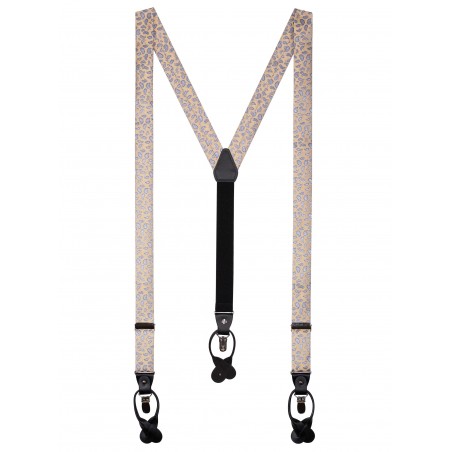 Light Yellow Suspenders with Paisley Design