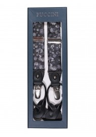 Black and Silver Floral Dress Suspenders in Gift Box