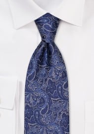 Blue Paisley Tie in Pure Silk