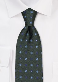 Olive Green Designer Tie in Raw Silk