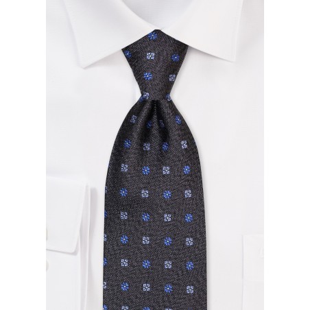 Denim Blue Designer Tie in Raw Silk