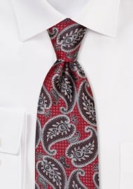 Crimson and Gold Paisley Tie