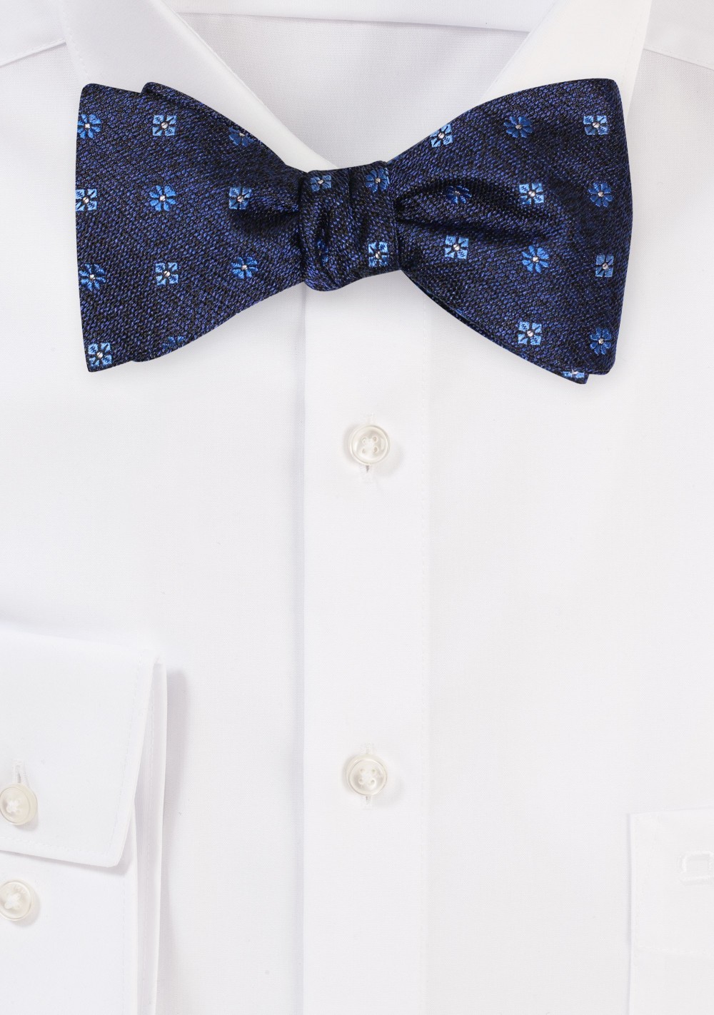 Navy Blue Self-Tie Bow Tie in Pure Silk
