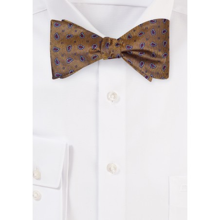 Paisley Silk Bow Tie in Butterscotch