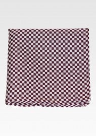 Microcheck Silk Hanky in Burgundy and Silver