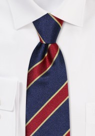 XL Striped Regimental Tie in Navy and Crimson