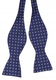Navy Blue Silk Bowtie in Self-Tie Style Untied