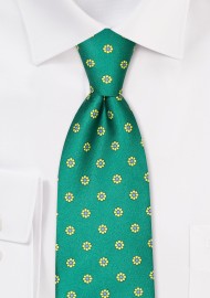 Green Pop Art Print Floral Tie