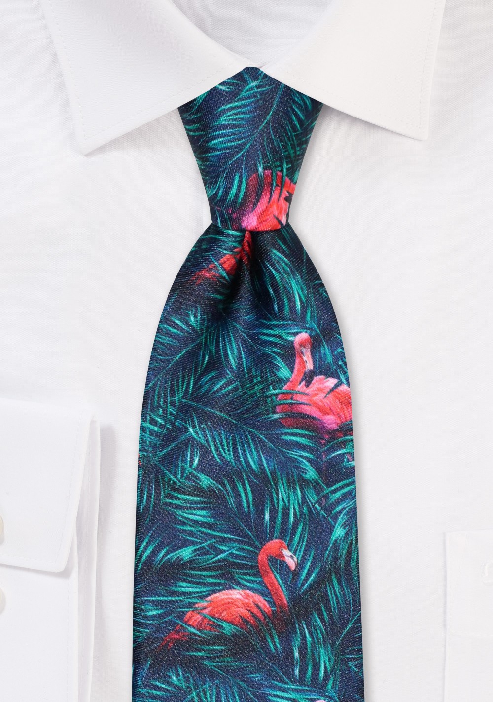 Flamingo Print Tie in Green and Pink
