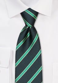 Dark Green Striped Mens Tie