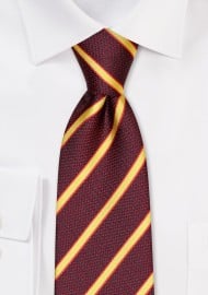 Striped XL Tie in Burgundy and Gold