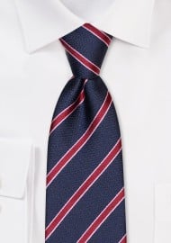 Navy and Wine Striped Tie in XL Length